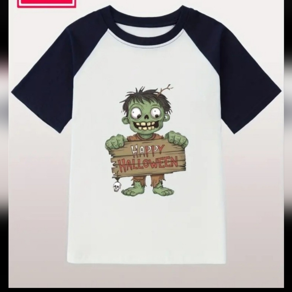 Kids Halloween Zombie Graphic Tee - Black and White